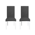 Set 2 scaune living TEO, picioare lemn alb, stofa gri inchis, 46x60x98 cm