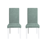 Set 2 scaune living TEO, picioare lemn alb, stofa mint, 46x60x98 cm