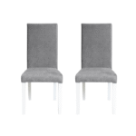 Set 2 scaune living TEO, picioare lemn alb, stofa z gri deschis, 46x60x98 cm