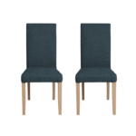 Set 2 scaune living TEO, picioare lemn natur, stofa albastru, 46x60x98 cm