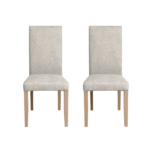 Set 2 scaune living TEO, picioare lemn natur, stofa crem, 46x60x98 cm
