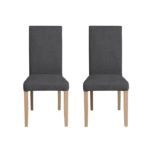 Set 2 scaune living TEO, picioare lemn natur, stofa gri inchis, 46x60x98 cm