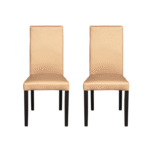 Set 2 scaune living TEO, picioare lemn wenge, piele ecologica bej, 46x60x98 cm
