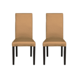 Set 2 scaune living TEO, picioare lemn wenge, piele ecologica bej inchis, 46x60x98 cm