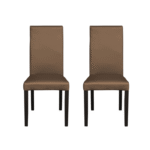 Set 2 scaune living TEO, picioare lemn wenge, piele ecologica cappuccino, 46x60x98 cm
