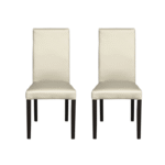 Set 2 scaune living TEO, picioare lemn wenge, piele ecologica crem, 46x60x98 cm