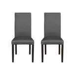 Set 2 scaune living TEO, picioare lemn wenge, piele ecologica gri, 46x60x98 cm