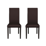 Set 2 scaune living TEO, picioare lemn wenge, piele ecologica maro inchis, 46x60x98 cm