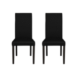 Set 2 scaune living TEO, picioare lemn wenge, piele ecologica negru, 46x60x98 cm