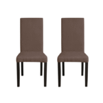 Set 2 scaune living TEO, picioare lemn wenge, stofa maro, 46x60x98 cm