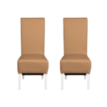Set 2 scaune living VANESSA, picioare lemn alb, piele ecologica bej inchis, 47x60x110 cm