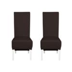 Set 2 scaune living VANESSA, picioare lemn alb, piele ecologica maro inchis, 47x60x110 cm