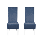 Set 2 scaune living VANESSA, picioare lemn alb, stofa albastru deschis, 47x60x110 cm