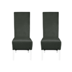 Set 2 scaune living VANESSA, picioare lemn alb, stofa gri inchis, 47x60x110 cm