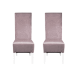 Set 2 scaune living VANESSA, picioare lemn alb, stofa roz pudra, 47x60x110 cm