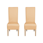 Set 2 scaune living VANESSA, picioare lemn natur, piele ecologica bej, 47x60x110 cm