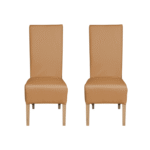 Set 2 scaune living VANESSA, picioare lemn natur, piele ecologica bej inchis, 47x60x110 cm