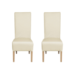 Set 2 scaune living VANESSA, picioare lemn natur, piele ecologica crem, 47x60x110 cm