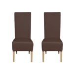 Set 2 scaune living VANESSA, picioare lemn natur, piele ecologica maro deschis, 47x60x110 cm