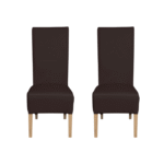 Set 2 scaune living VANESSA, picioare lemn natur, piele ecologica maro inchis, 47x60x110 cm