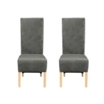 Set 2 scaune living VANESSA, picioare lemn natur, stofa gri deschis, 47x60x110 cm