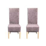 Set 2 scaune living VANESSA, picioare lemn natur, stofa roz pudra, 47x60x110 cm