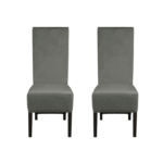 Set 2 scaune living VANESSA, picioare lemn wenge, stofa gri deschis, 47x60x110 cm