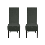 Set 2 scaune living VANESSA, picioare lemn wenge, stofa gri inchis, 47x60x110 cm