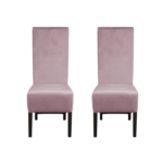 Set 2 scaune living VANESSA, picioare lemn wenge, stofa roz pudra, 47x60x110 cm