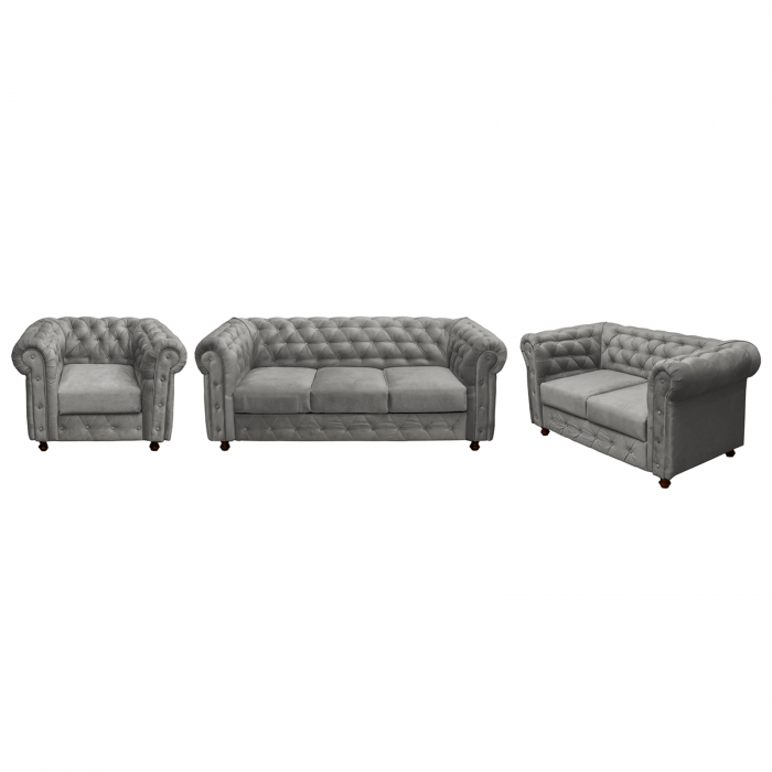 set-chesterfield-3-2-1-canapea-extensibila-3-locuri-canapea-fixa-2-locuri-si-fotoliu-fix-gri-deschis-412542 Set CHESTERFIELD 3-2-1, canapea extensibila 3 locuri, canapea fixa 2 locuri si fotoliu fix, gri deschis - imagine 1
