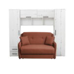 Set dormitor tineret YASMIN M1, 3 corpuri, alb Elvetia, 238x50x200 cm + Canapea GALA extensibila, 2 locuri, caramiziu, 143x98x98 cm