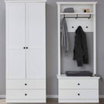 Set hol BRANDSON, 3 piese, dulap 2 usi, comoda, cuier, alb, 162x41x199 cm