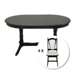 Set masa extensibila EUROPA ovala cu 6 scaune IZA stofa print 02, lemn masiv, wenge, 160 240x90x70 cm