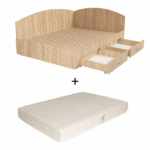 Set Pat Colt Alma, cu 2 sertare, colt interschimbabil, sonoma deschis + Saltea superortopedica, 160x200 cm