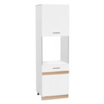 Soldat 60 cu gol cuptor YANA, 2 usi, corp alb, fronturi alb + sonoma, 60x60x200 cm