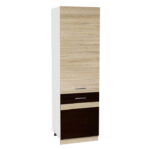 Soldat 60 YANA, 2 usi, corp alb, fronturi sonoma inchis + sonoma deschis, 60x60x200 cm