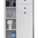 Vitrina joasa BRANDSON, 2 usi, 2 sertare, geam, alb, 81x41x129 cm