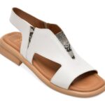 Sandale Femei GOLD DEER albe, 22025, din piele naturala
