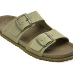 Slapi Femei GEOX verde, D558RA, din piele intoarsa