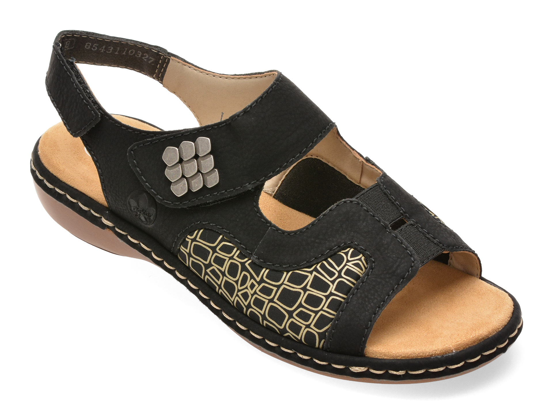 0b8c83436f0b3dd9f2f84acd490491ee8282060c90138e8d1c4cf82f15d0920d Sandale Femei RIEKER negre, 65989, din piele ecologica - imagine 1