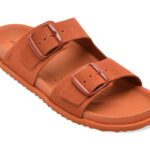 Papuci GEOX portocalii, D558RA, din piele intoarsa