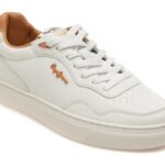 Incaltaminte Dama sport PEPE JEANS albi, LS00030, din piele naturala