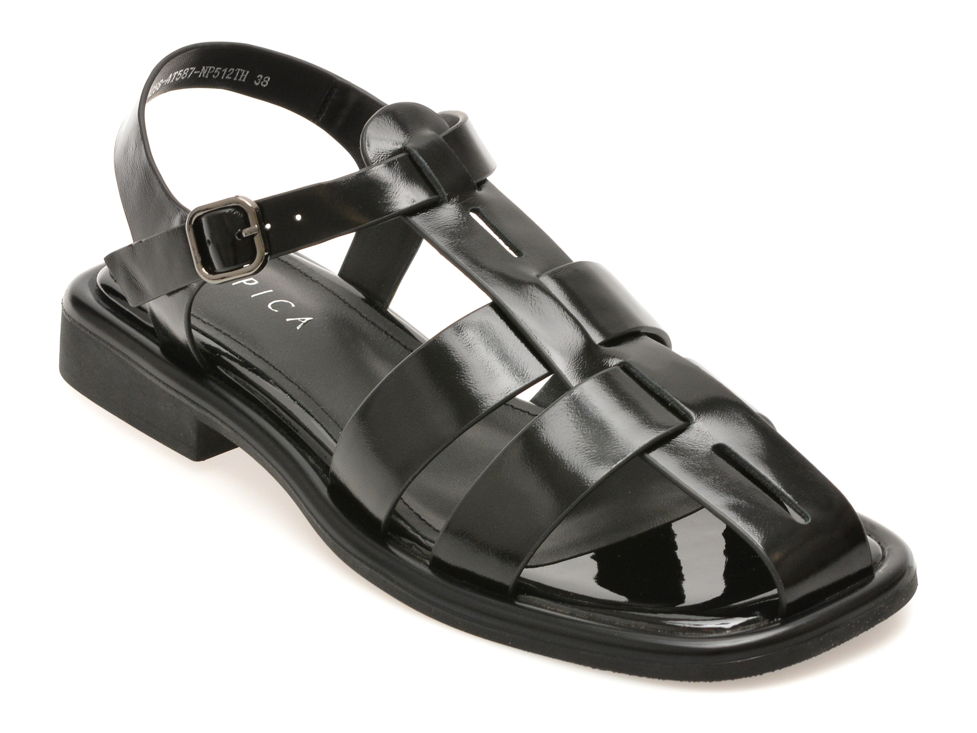 105036fcee1380e1327a50dba8d26bb7aa327cb09b9318f399a5b7c274710fe5 Sandale EPICA negre, 1258587, din piele naturala - imagine 1