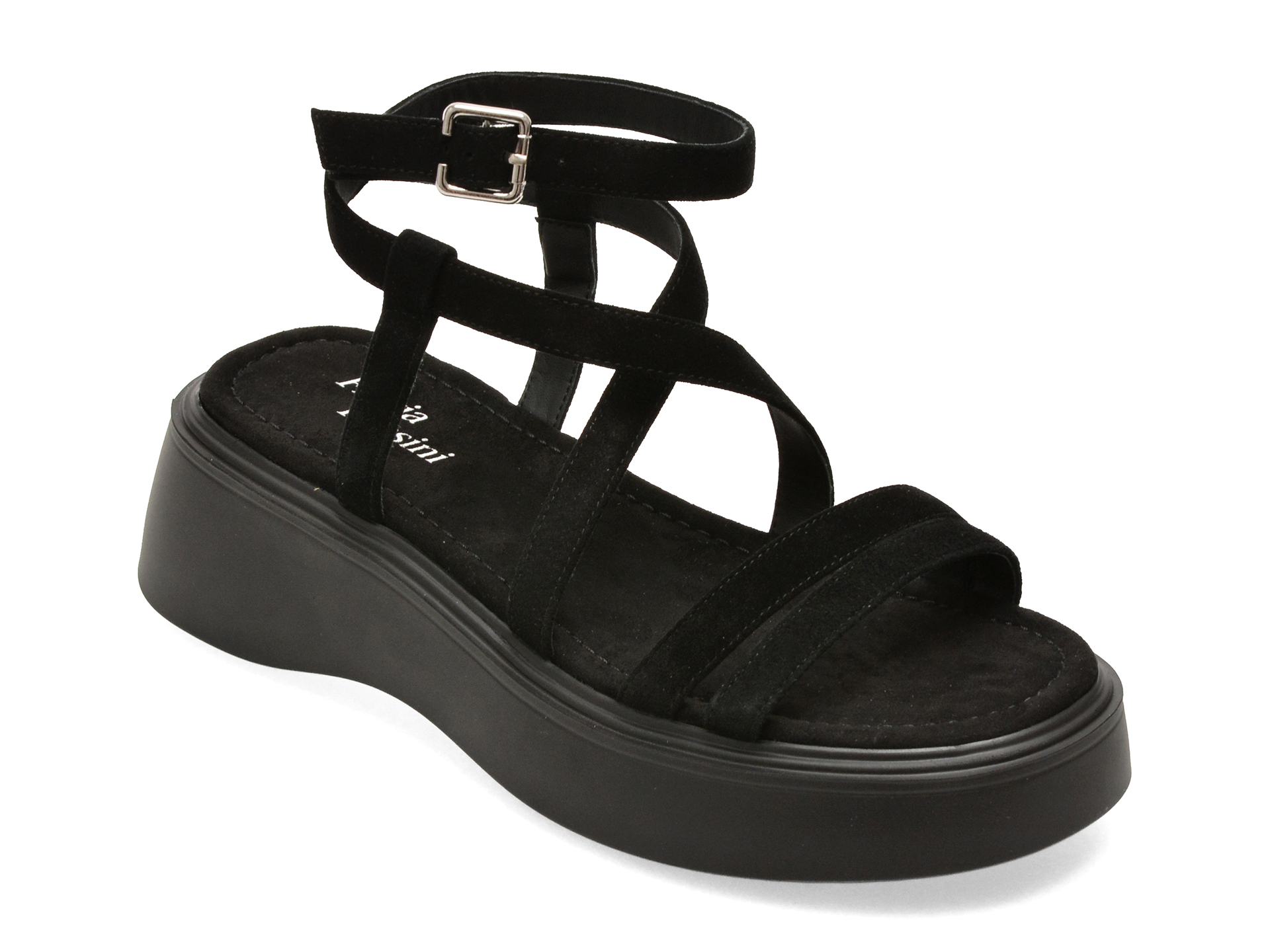 12b2860ef0aebde9f9407dac27c53516586a882f33887279c5ecc7134a2db86b Sandale Femei FLAVIA PASSINI negre, A31, din piele intoarsa - imagine 1