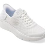 Incaltaminte Dama sport SKECHERS albi, GO WALK FLEX, din material textil