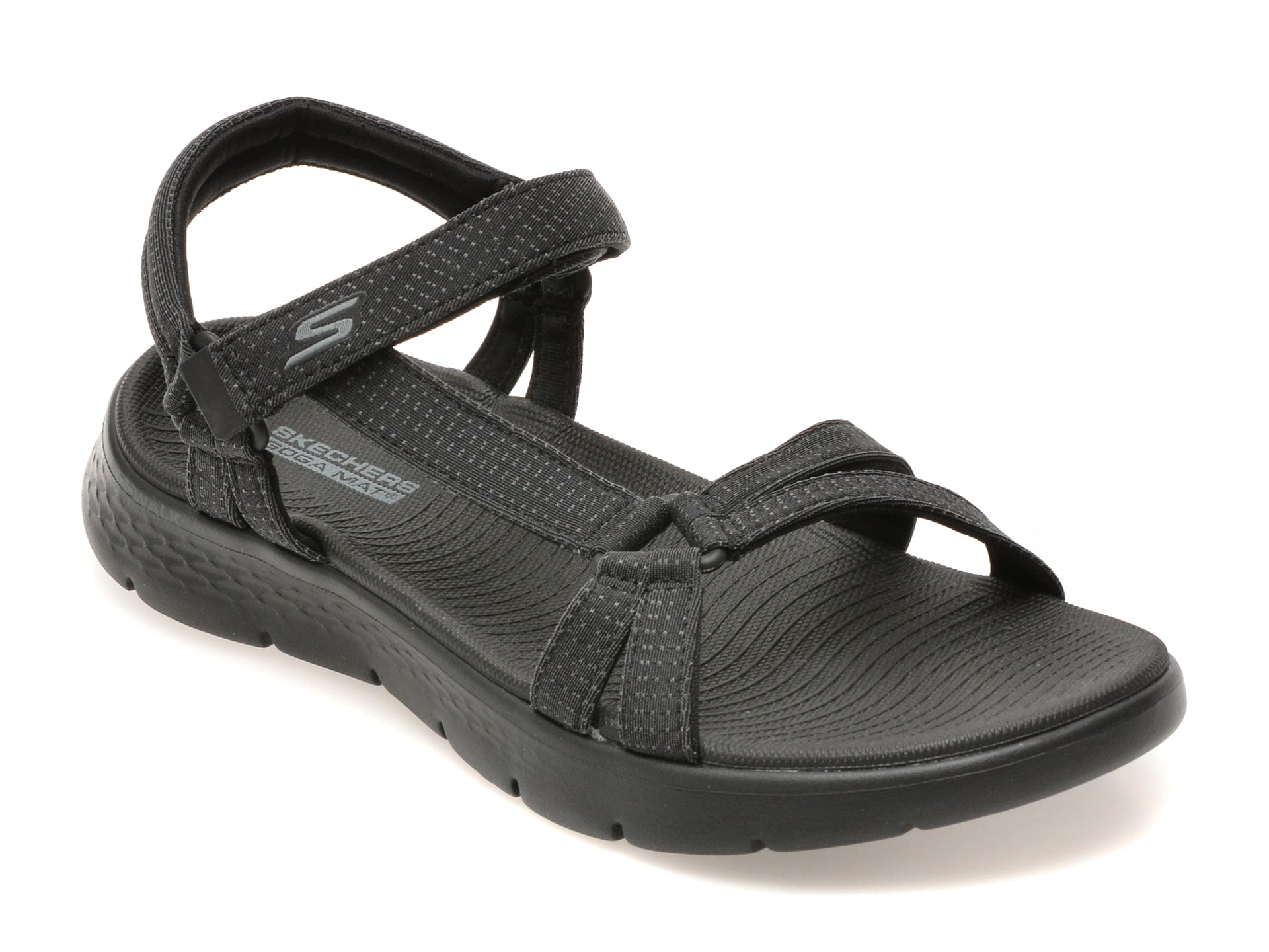 195345ee6c0769b0bcf75c695494779cd022cacea18d73670f5d805080fff0ef Sandale SKECHERS negre, GO WALK FLEX SANDAL, din material textil - imagine 1