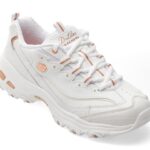 Incaltaminte Dama sport SKECHERS albi, D LITES, din piele naturala
