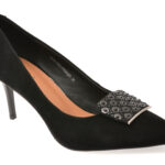 Pantofi Dama eleganti EPICA negri, 5Q44, din piele intoarsa