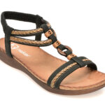 Sandale RIEKER negre, V7564, din piele ecologica