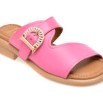 Slapi Femei GOLD DEER fucsia, 22040, din piele naturala